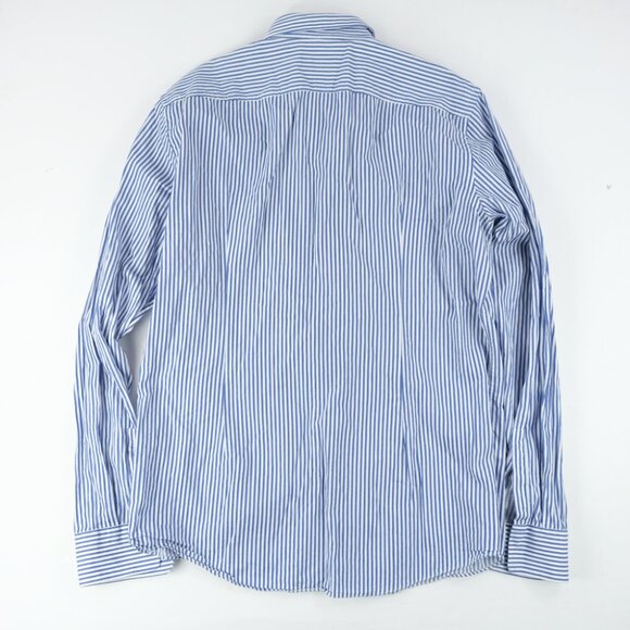 Hugo Boss Sharp Fit Dress Shirt Mens 16.5 36/37 Striped blue Long Sleeve Button - Picture 2 of 5